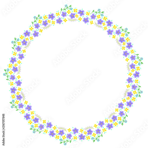 purple and yellow flowers wreath