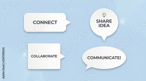 Businesspeople Using Speech Bubbles for Communication and Collaboration