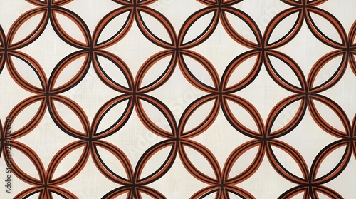 Geometric pattern with overlapping circular brown shapes.