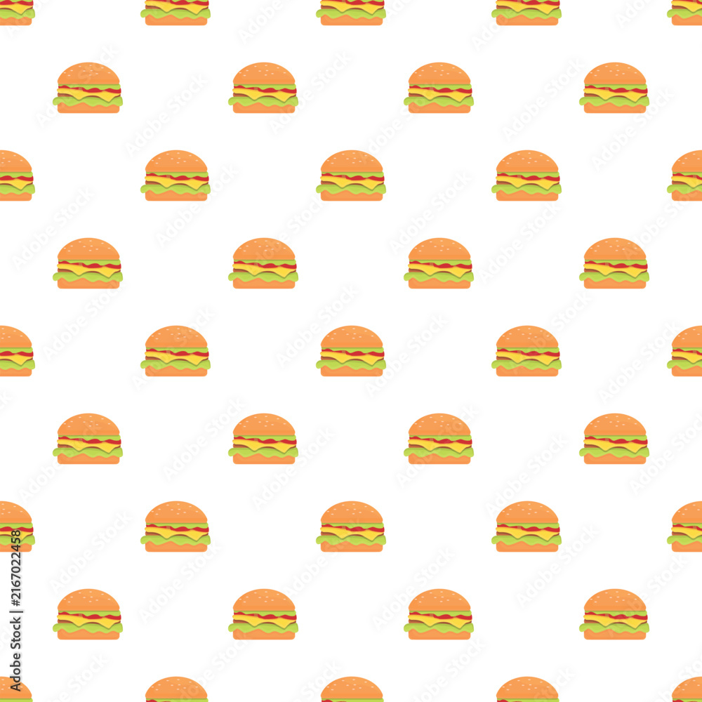 Fototapeta premium Hamburgers repeating as a graphic illustration on a white background