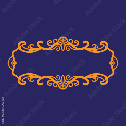 Ornate yellow filigree frame with elegant vintage scroll patterns and baroque ornamental borders