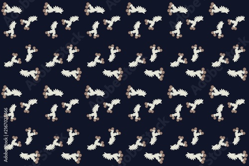 Canvastavla Seamless botanical pattern with serrated palmate leaves and roses in midnight bl