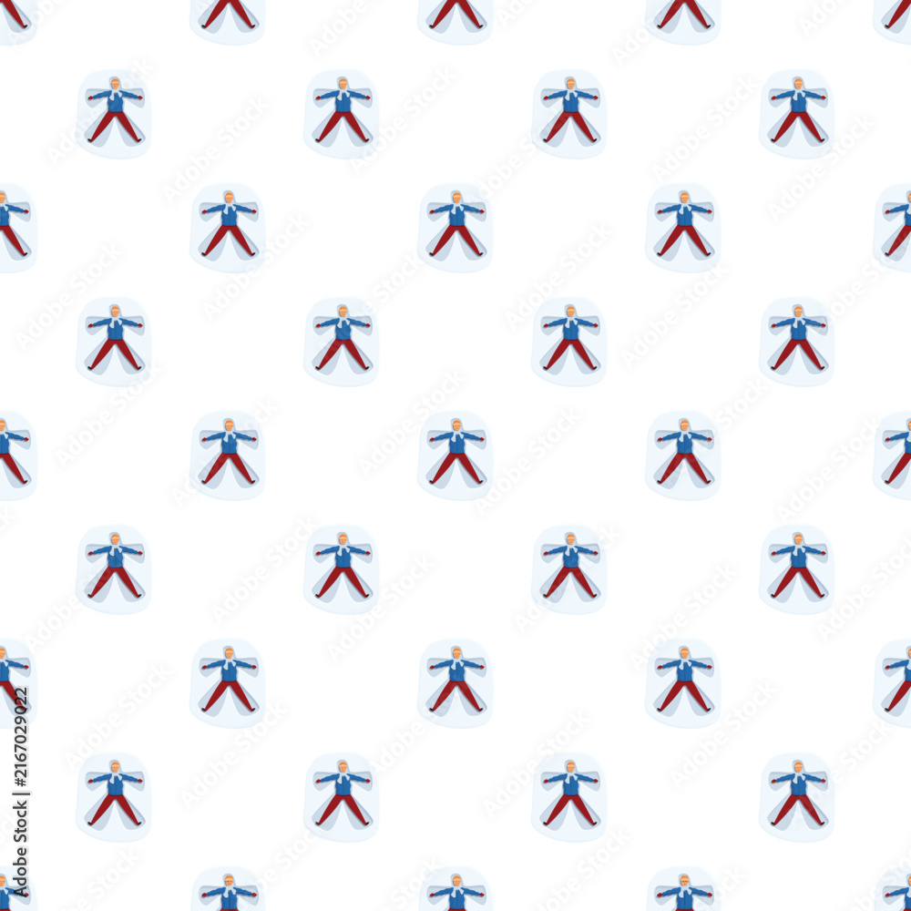 Fototapeta premium Snow angels forming a repeatable design on a clean white background
