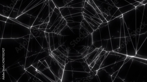 Spider web tunnel in the black background.