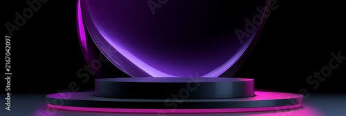Minimal Black Studio Stage with Glossy Violet Curve