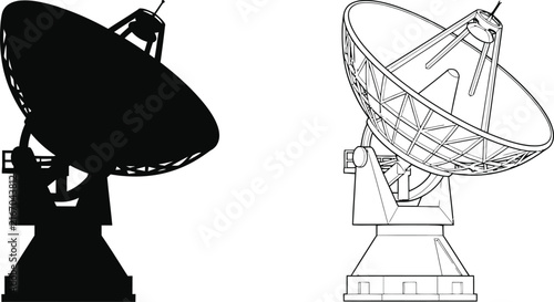 Satellite Dishes in Vector Illustration Style Featuring Graphic, Design, Isolated with Flat