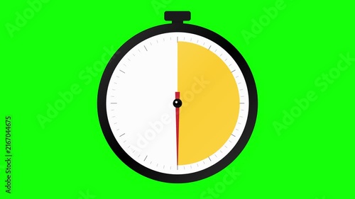 Animated Stopwatch Timer with Circular Progress Indicator on Green Screen Background