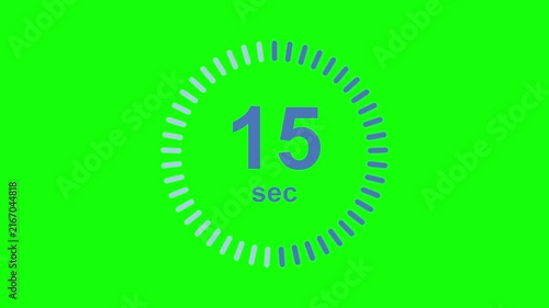 Animated Circular Countdown Timer with Seconds Display on Green Screen Background