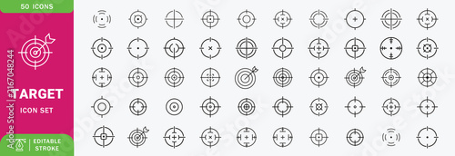 Quadro su tela Target line icon set with goal focus marketing segmentation and aim symbols edit