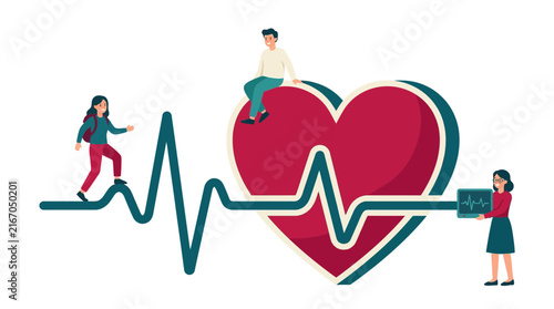 Heart Rate Tracking ECG Concept Flat Vector Illustration