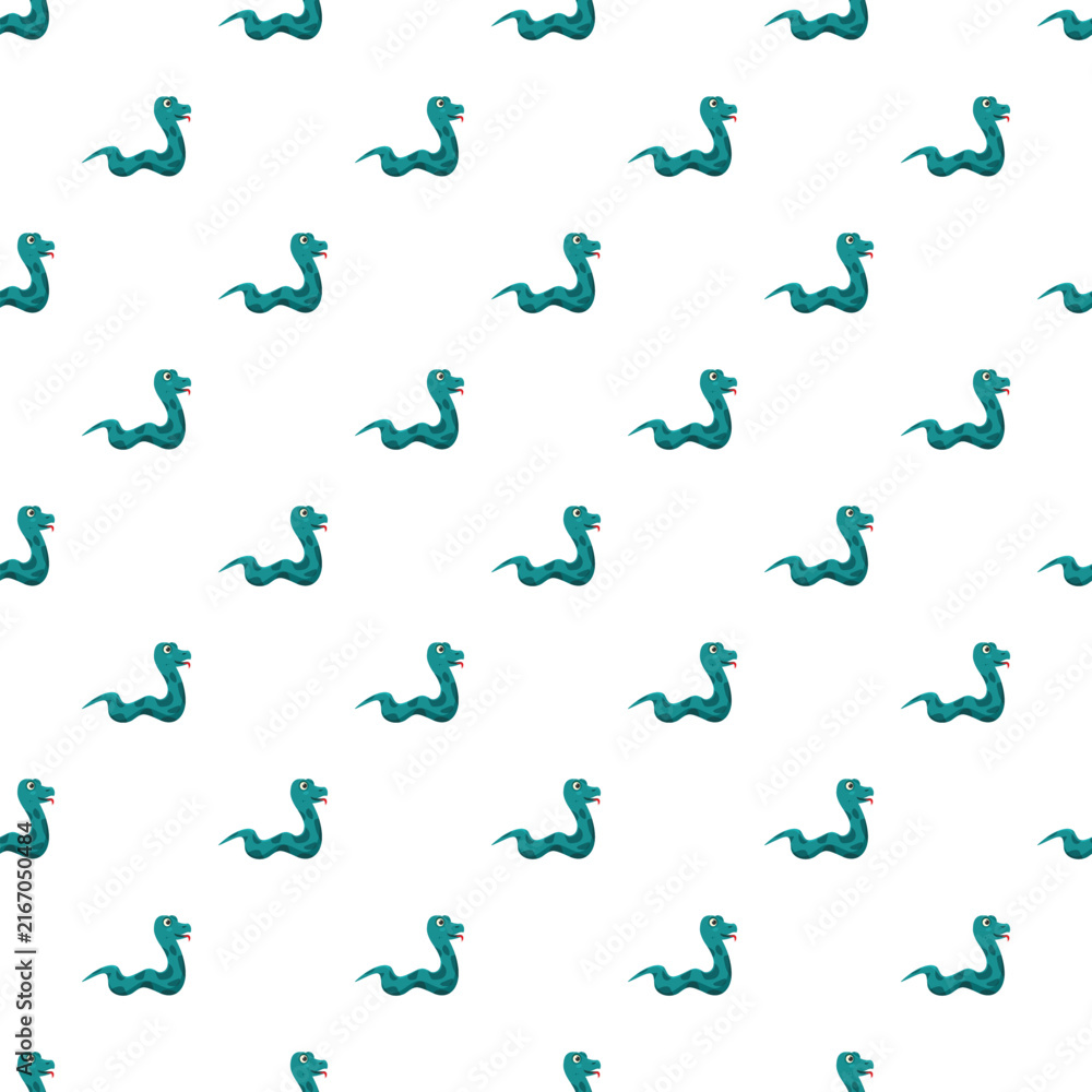 Naklejka premium Green cartoon snakes creating a seamless pattern on a white background