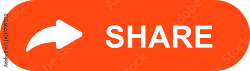 Foto Bright orange button with share text and arrow icon.