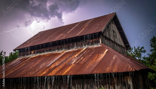 Rustic Barn Under Stormy Weather Conditions.