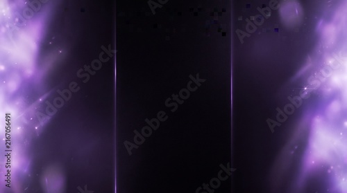Purple Light Leak Photo Overlay with Bokeh Particles and Dark Center Frame for Design
