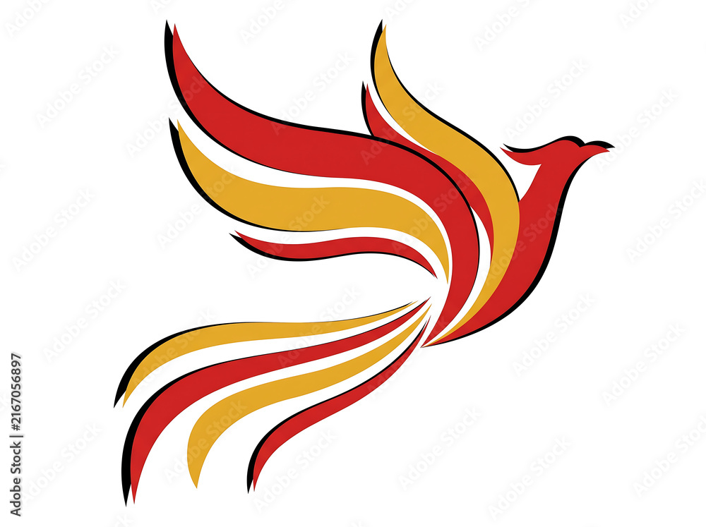 Fototapeta premium Stylized Phoenix Firebird in Flight
