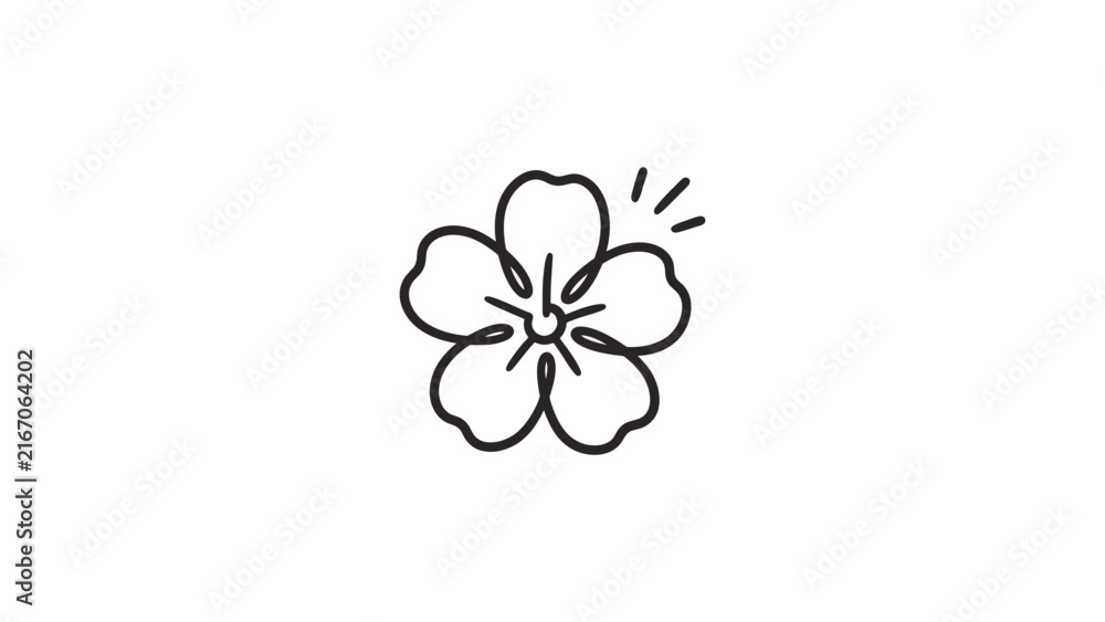 Fototapeta premium Single flower blossom line art icon.