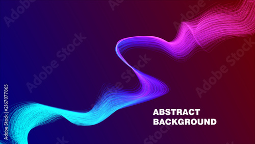 Abstract background featuring a flowing wave of particles with a vibrant gradient transition from blue to purple red