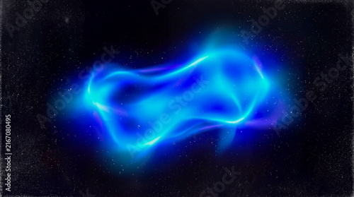 Abstract Blue Cyan Nebula Energy Wave Glowing on Black Background
