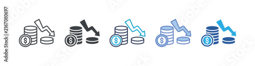 Foto Depreciation icon set multiple style collection