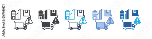 Supply Chain Disruption icon set multiple style collection