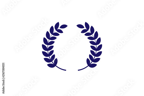 Navy Blue Laurel Wreath Vector Icon for Awards and Victory