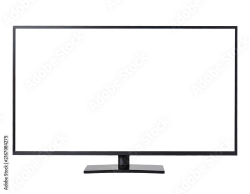 Black modern tv monitor blank screen with transparent background