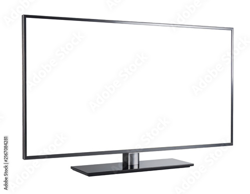 Modern smart tv monitor screen with transparent background