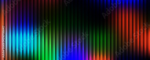 Photography Dark abstract background with vertical lines illuminated by streaks of electric blue neon and fiery orange for event posters