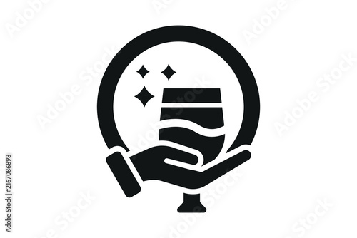 vector illustration of wine bottle and barrel Icon