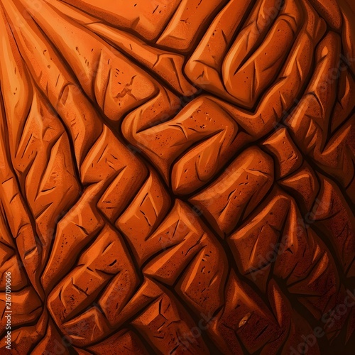 Macro detail of orange pumpkin skin texture with deep ridges and organic surface patterns