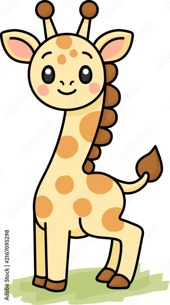 Obraz premium Giraffe Cartoon Cute Safari Animal Character