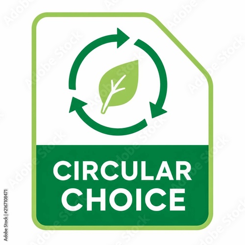 Green Circular Choice badge with recycling leaf icon for sustainable product labeling