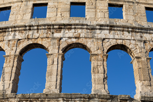 Canvas Print Ancient Arches of Pula Arena Roman Amphitheater in Croatia