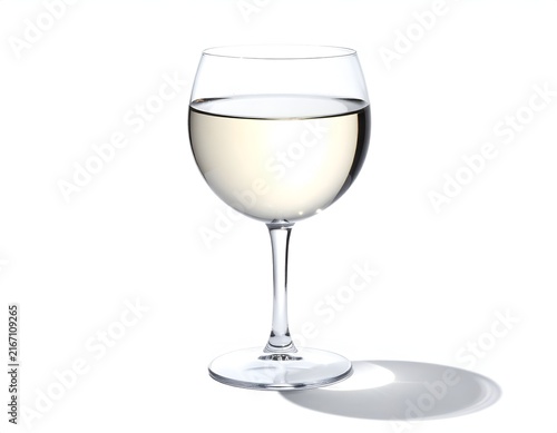 Glass of white wine isolated on white background