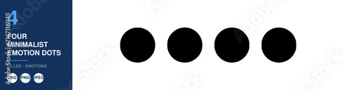 Four Minimalist Emotion Dots Nameplate, Simple Circular Icons, Graphic Design Element, Vector Illustration