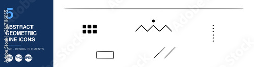 Geometric Line Icons Set, Abstract Design Elements, Vector Illustration Featuring Minimalist, Svg