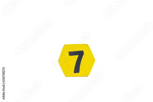 Bright Yellow Hexagon with Black Number Seven for Kids Education and Learning Fun