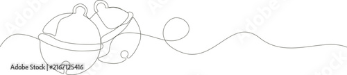 Jingle bell continuous line drawing is a minimal festive holiday seasonal illustration.
