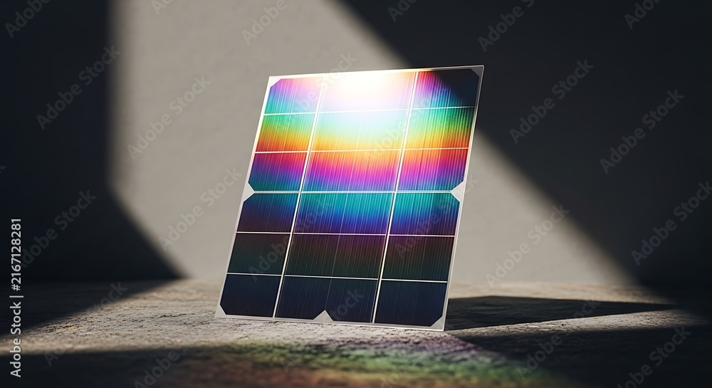 Fototapeta premium Colorful Solar Panel Leaning on Ground