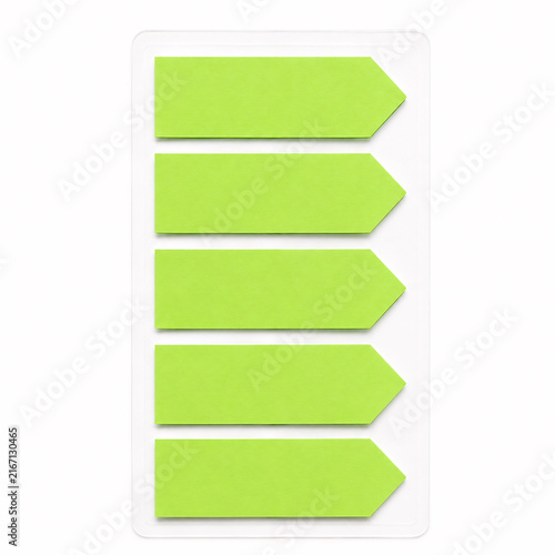 Set of five bright lime green memory bookmarks
