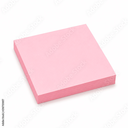 Stack of pink adhesive notes on a white background