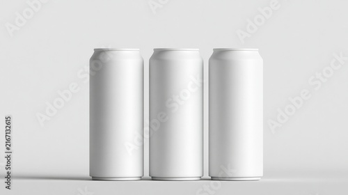 Hair spray cans stand alone on plain white