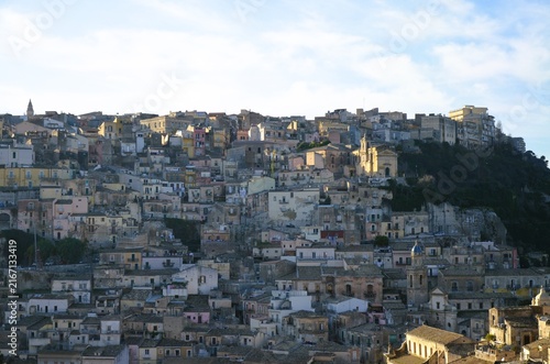 the picturesque urban cluster of Ragusa Ibla, photographed from one of the city's most famous viewpoints