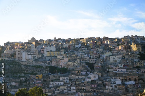 the picturesque urban cluster of Ragusa Ibla, photographed from one of the city's most famous viewpoints