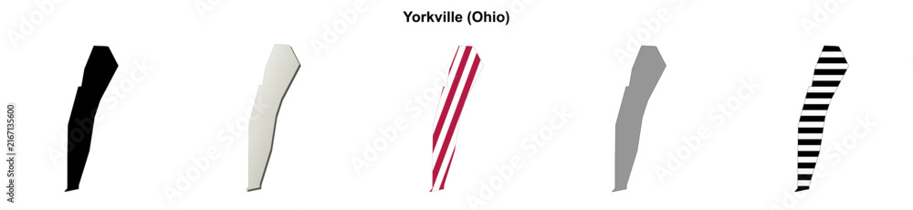 Obraz premium Yorkville (Ohio) blank outline map set