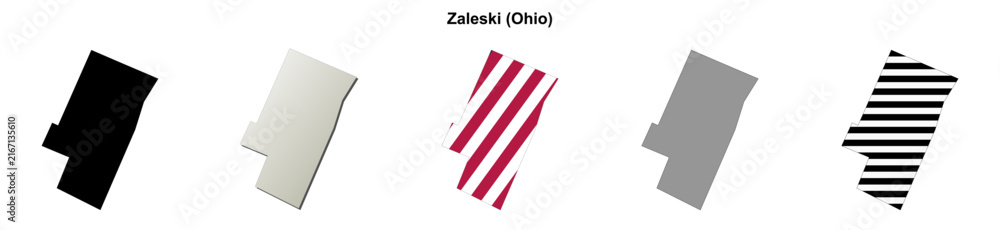 Obraz premium Zaleski (Ohio) blank outline map set