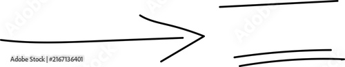 Fotografie Hand Drawn Horizontal Arrow with Parallel Lines Sketch, Transparent PNG