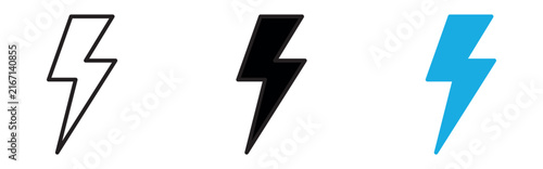 bolt lighting flash icon set. Electric power vector isolated on white background.