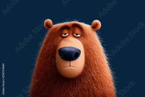 Drowsy cartoon bear with sleepy eyes and funny look