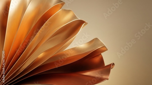 Brushed gold 3D blades rendered with a polished sheen